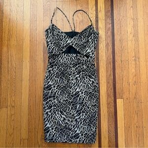 NWT Michelle Mason Animal Print dress 8 $655 cheetah leopard tan black cocktail